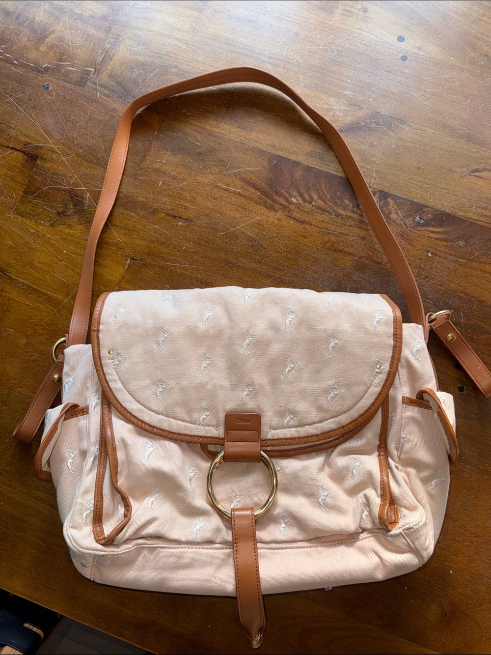 Chloé Pink Canvas Diaper/Baby Bag